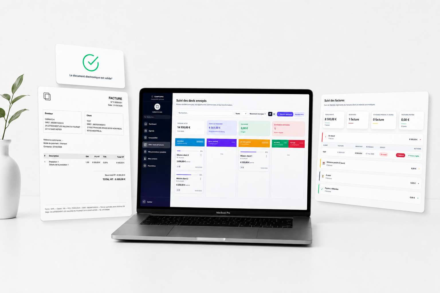Espace ComptaPRO avec modules de gestion