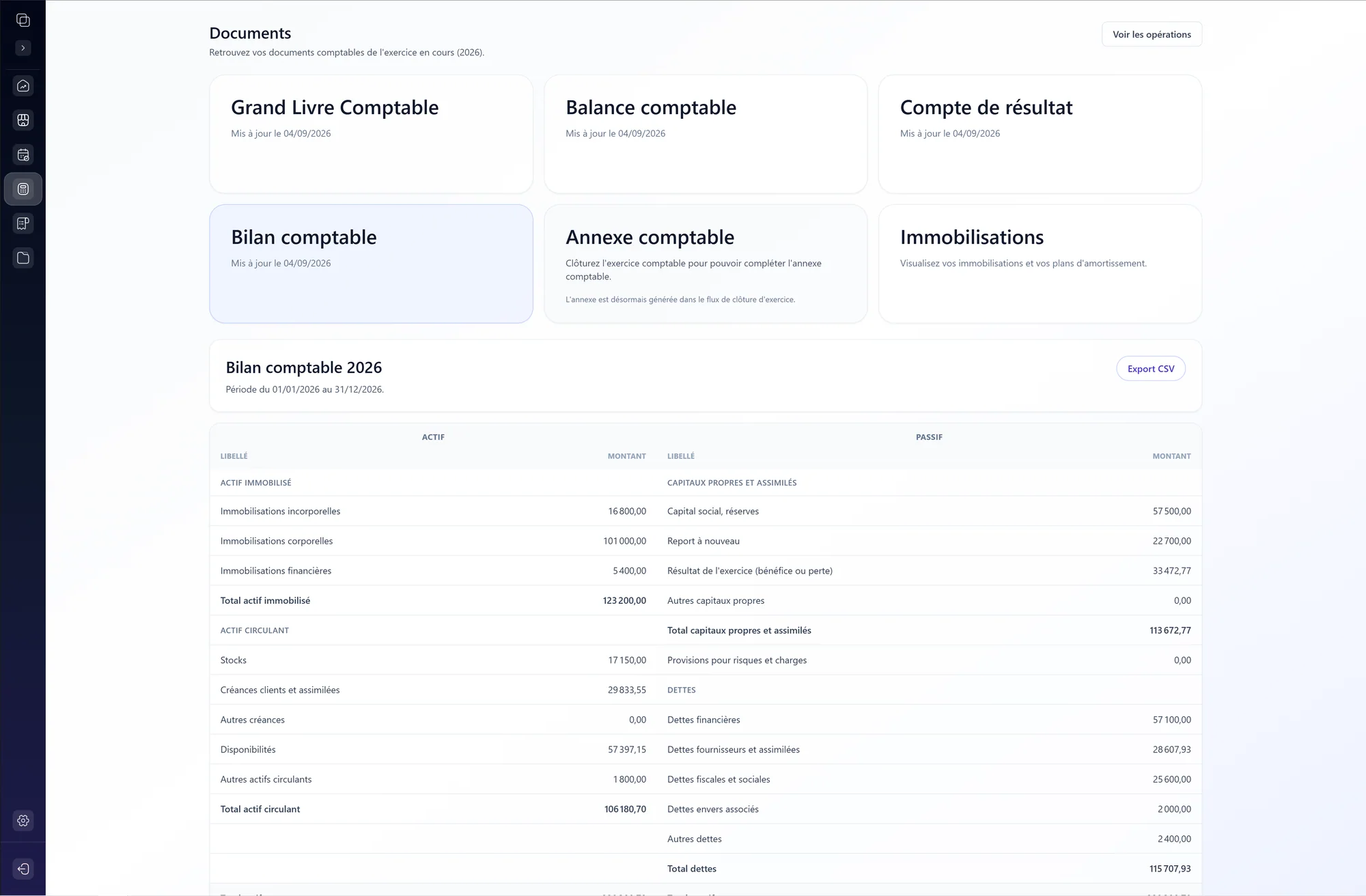 Documents comptables générés par ComptaPRO