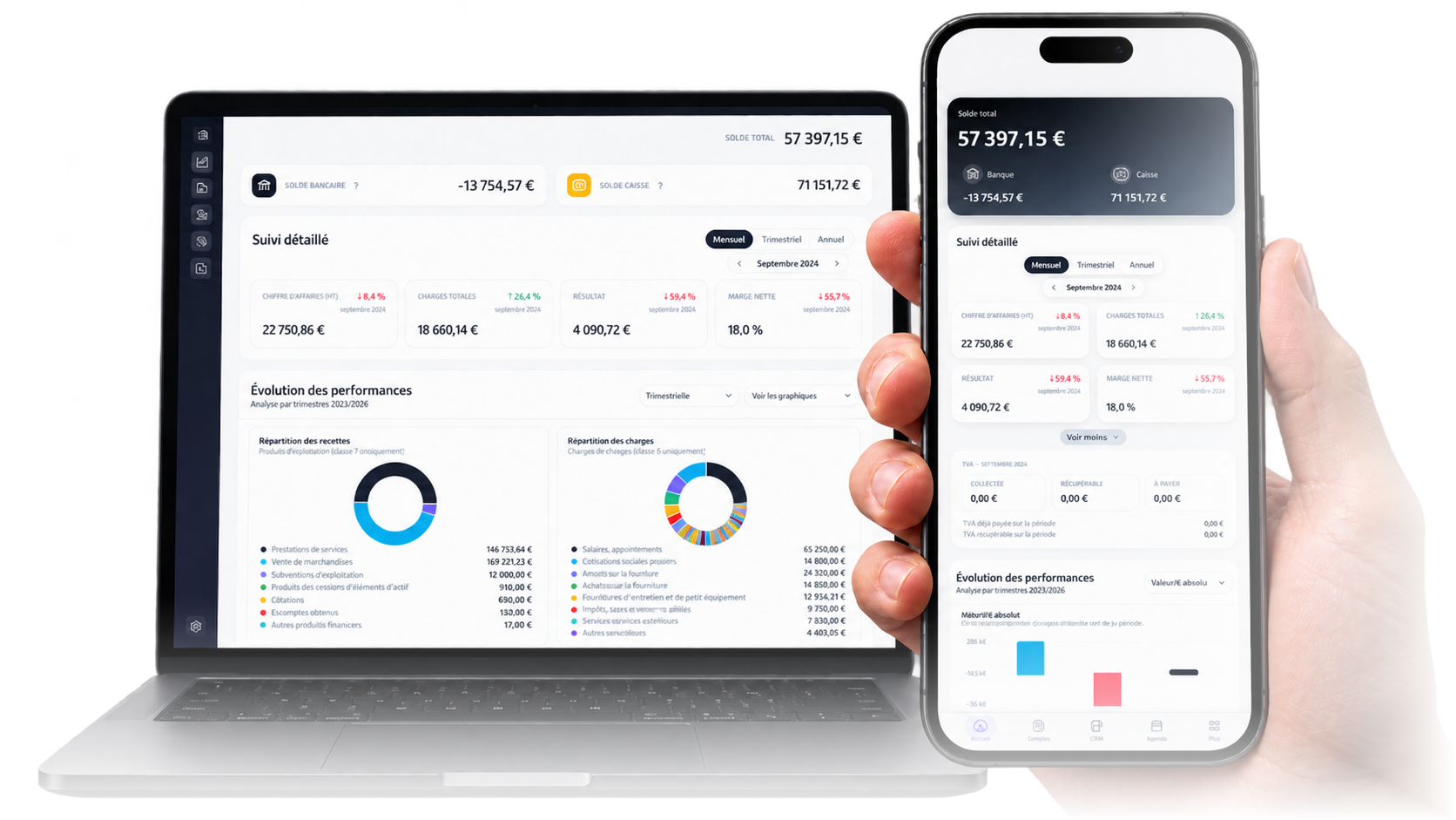 ComptaMatch sur MacBook et iPhone